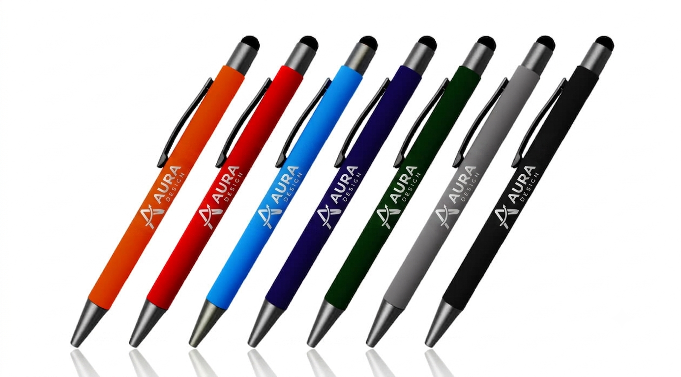 Rubberized Metal Pens With Stylus