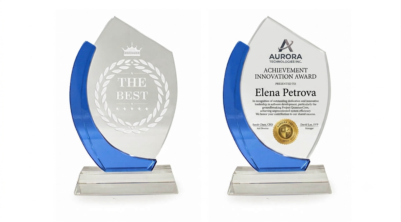 Crystal Awards With Blue Arc